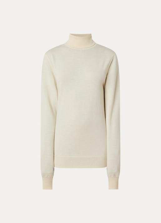 The Frankie Shop Eve Thin fijngebreide coltrui van merino wol - voorkant lichtgeel