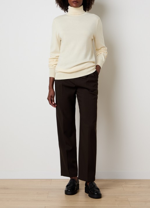 The Frankie Shop Eve Thin fijngebreide coltrui van merino wol - voorkant 2 lichtgeel