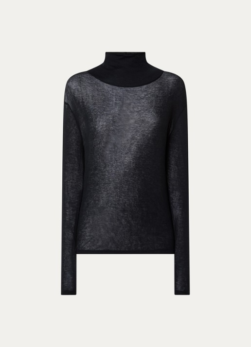 The Frankie Shop Evren semi-transparante top met col - voorkant 3 zwart