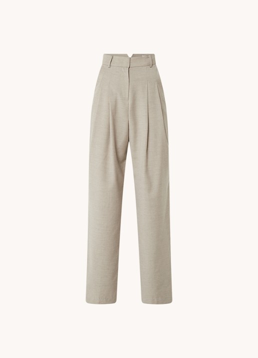 The Frankie Shop Gelso high waist straight fit pantalon in wolblend - voorkant 2 taupe