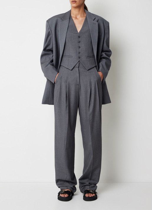 The Frankie Shop Gelso oversized blazer met klepzakken  - voorkant 4 grijs