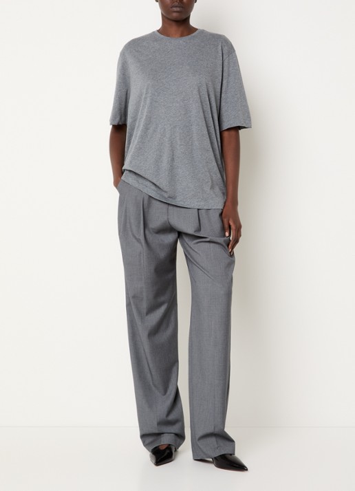 The Frankie Shop Harper T-shirt met ronde hals - voorkant 4 grijsmele