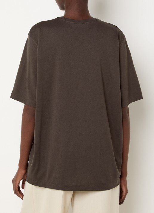 The Frankie Shop Harper T-shirt met ronde hals - achterkant donkerbruin