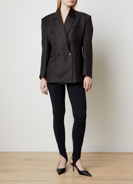 The Frankie Shop Jade double-breasted blazer van wol - voorkant 2 bruin