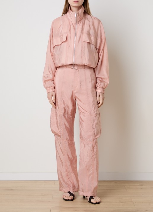The Frankie Shop Kelly high waist straight fit broek met steekzakken - voorkant 5 roze