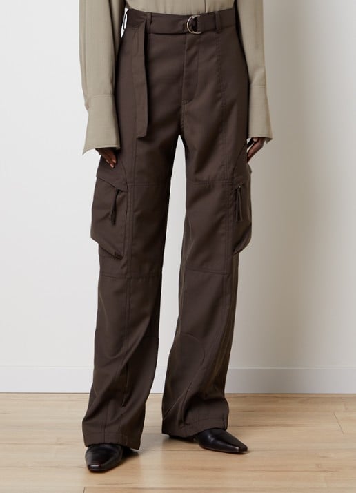 The Frankie Shop Kelly high waist straight fit cargobroek in wolblend
