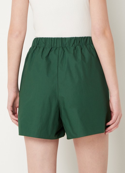 The Frankie Shop Liu high waist wide fit korte broek met elastische band - achterkant 4 donkergroen