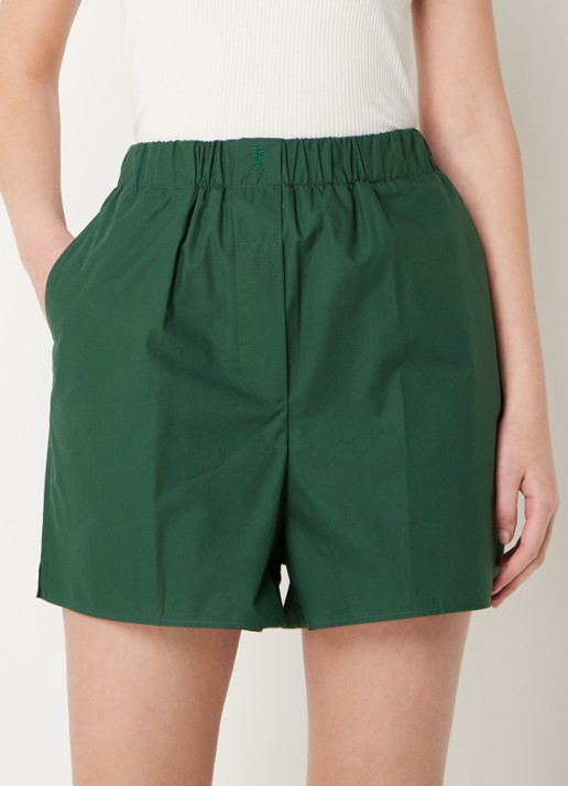 The Frankie Shop Liu high waist wide fit korte broek met elastische band - detail 3 donkergroen