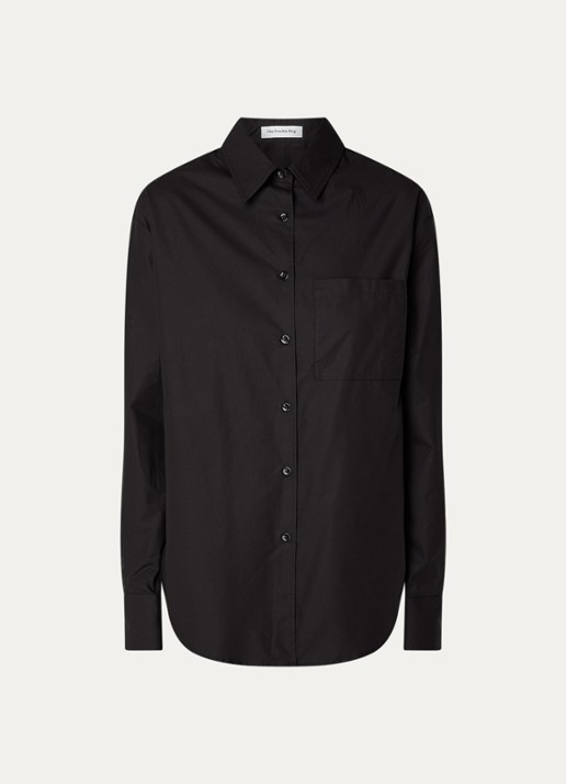 The Frankie Shop  Lui oversized blouse met borstzak  - voorkant 2 zwart
