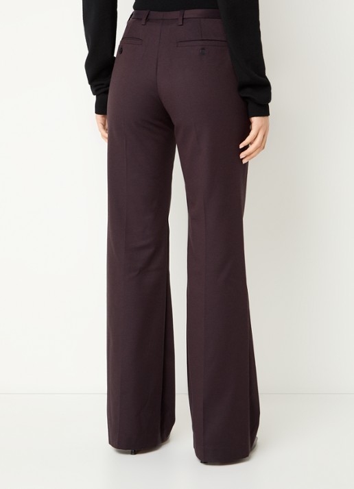 The Frankie Shop Lyra mid waist flared fit pantalon in wolblend - achterkant 4 aubergine