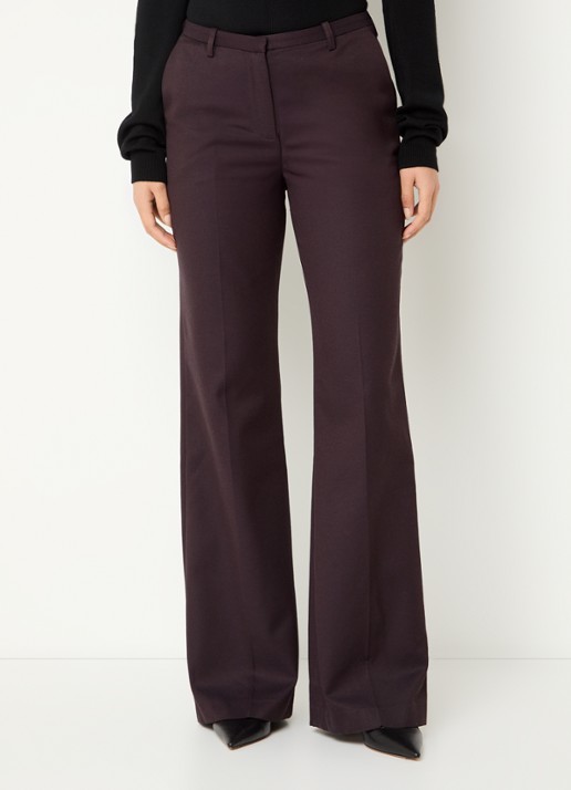 The Frankie Shop Lyra mid waist flared fit pantalon in wolblend - detail 3 aubergine