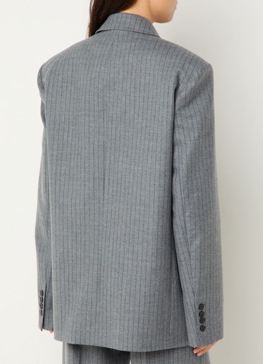 The Frankie Shop Newark oversized double-breasted blazer in scheerwolblend - achterkant grijs