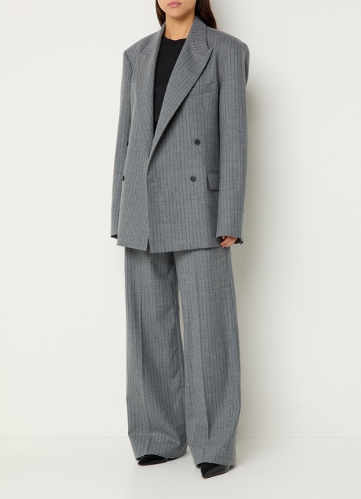 The Frankie Shop Newark oversized double-breasted blazer in scheerwolblend - voorkant 3 grijs