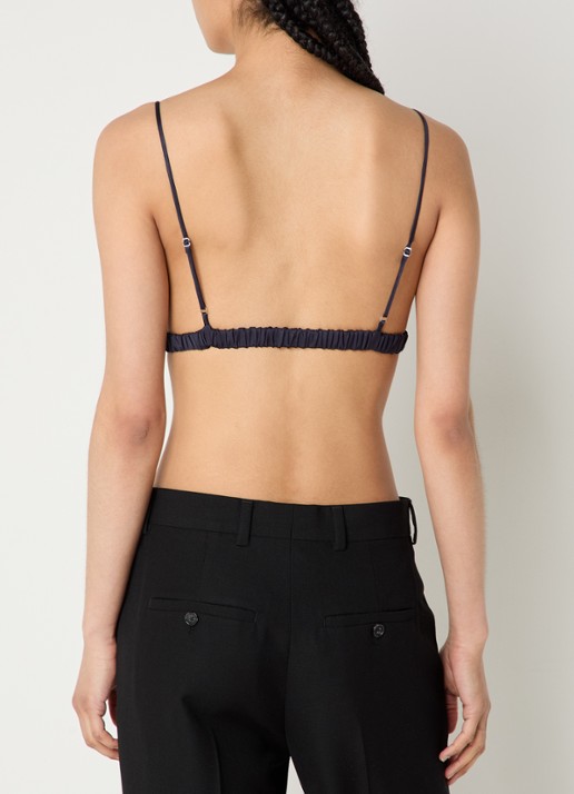 The Frankie Shop Nina bralette van satijn  - achterkant 2 donkerblauw