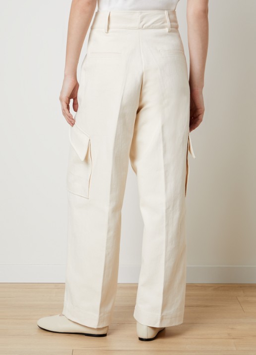 The Frankie Shop Oslo high waist loose fit cargobroek van canvas - achterkant 3 creme