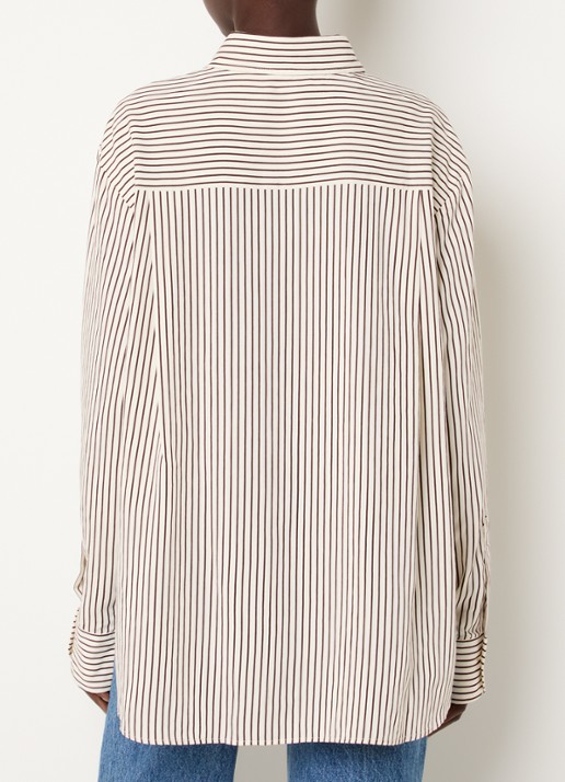 The Frankie Shop Peri oversized blouse  met streepprint - achterkant creme