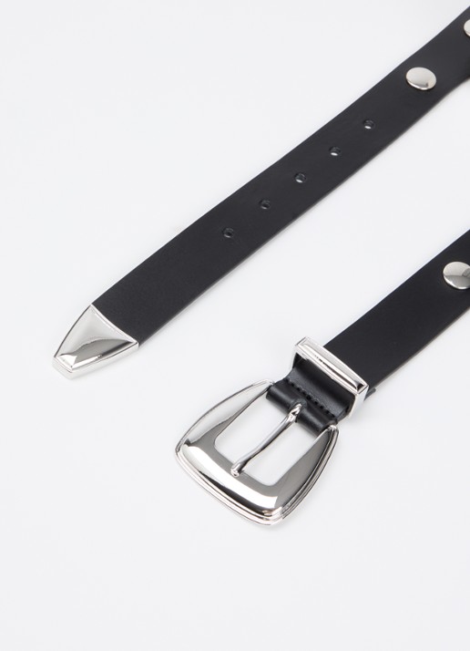 The Frankie Shop Perth riem van leer met studs - detail 2 zwart