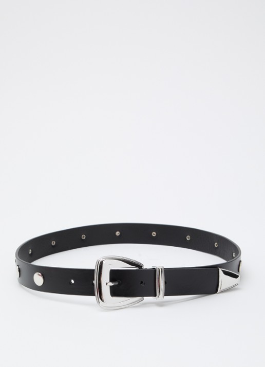 The Frankie Shop Perth riem van leer met studs - voorkant zwart