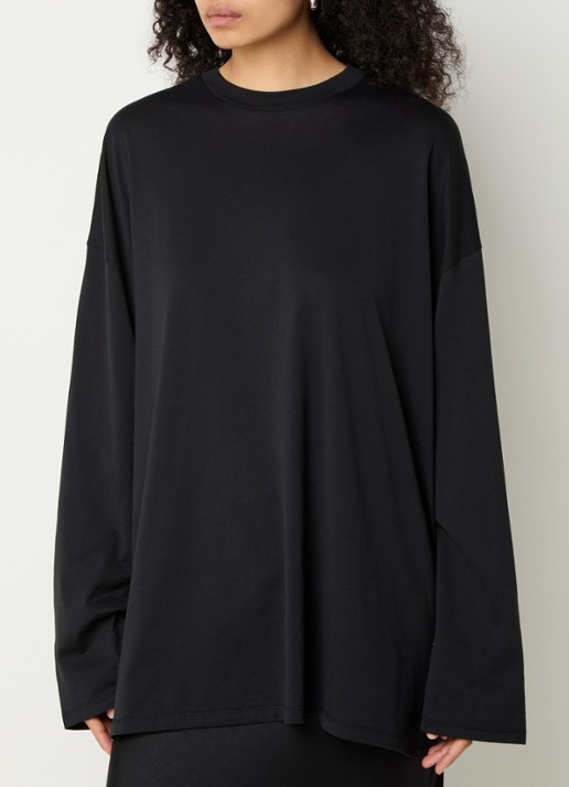 The Frankie Shop Rio oversized longsleeve met ronde hals - detail 4 zwart