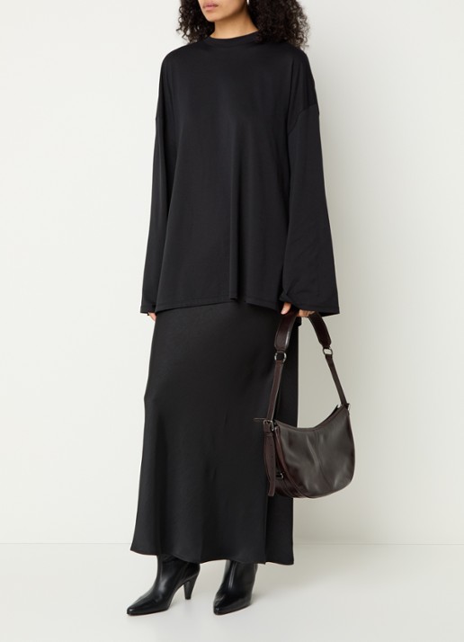 The Frankie Shop Rio oversized longsleeve met ronde hals - voorkant 3 zwart
