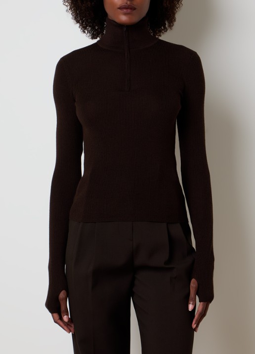 The Frankie Shop Sade fijngebreide pullover in wolblend met halve rits