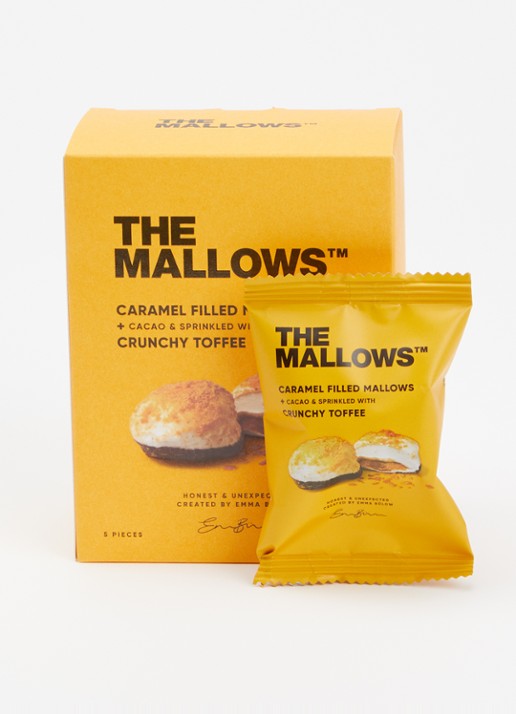 The Mallows Caramel Filled Mallows crunchy toffee 55 gram - voorkant 2 oranje