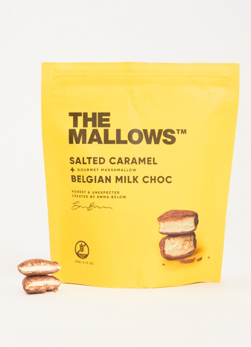 The Mallows Salted Caramel marshmallows met melk chocolade en caramel 90 gram - detail undefined