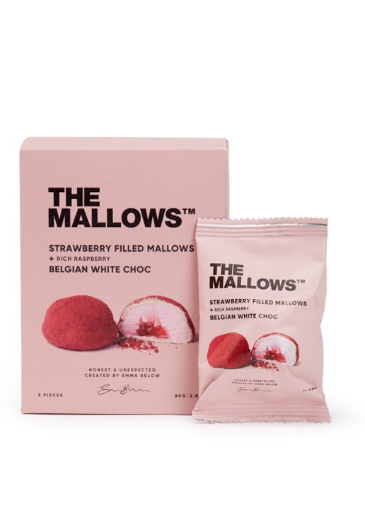 The Mallows Strawberry Filled Mallows - Belgian White Choc 5 stuks