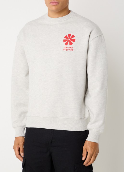 The New Originals Adinkra sweater met logo- en backprint  - achterkant 4 lichtgrijs