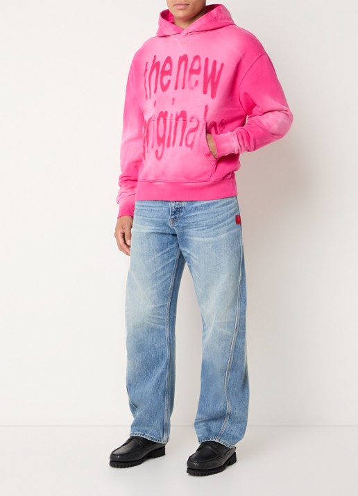 The New Originals Airbrushed Big Logo hoodie met logoprint - voorkant 2 roze