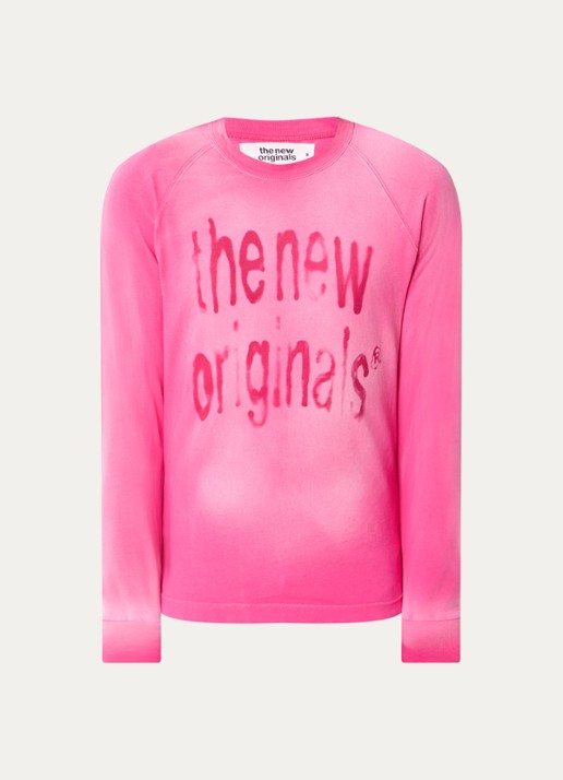 The New Originals Airbrushed Big Logo Raglan longsleeve met logoprint - voorkant roze