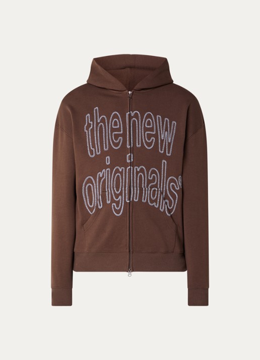 The New Originals Big Logo sweatvest met logoborduring - voorkant bruin
