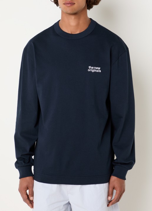 The New Originals Catna long sleeve met logo- en backprint - achterkant donkerblauw