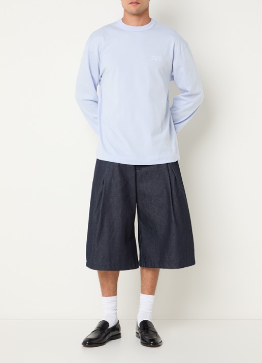 The New Originals Catna longsleeve met logo- en backprint - voorkant 2 blauw
