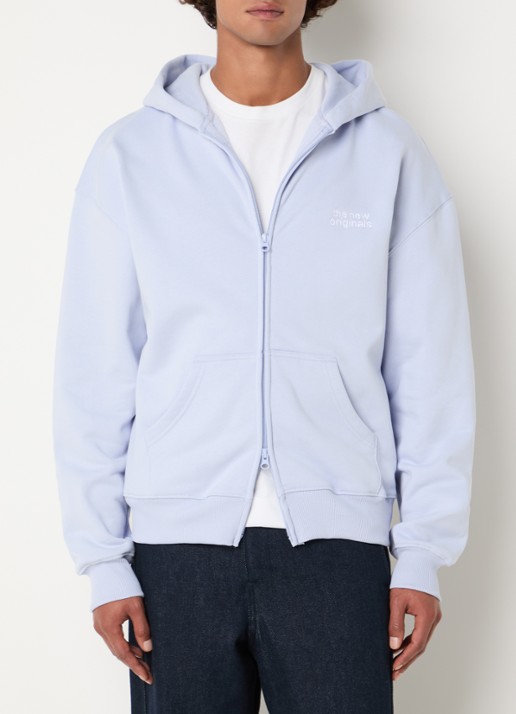 The New Originals Catna sweatvest met logo- en backprint - achterkant 3 lichtblauw