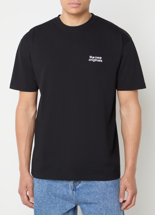 The New Originals Catna T-shirt met logo- en backprint - achterkant 4 zwart