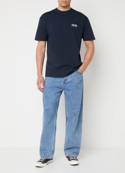 The New Originals Catna T-shirt met logo- en backprint - voorkant 4 indigo