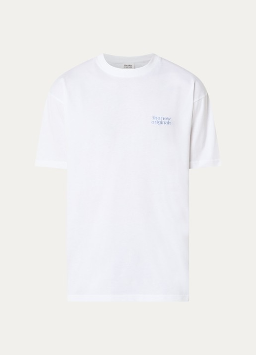 The New Originals Catna T-shirt met logoborduring en backprint - voorkant 3 wit