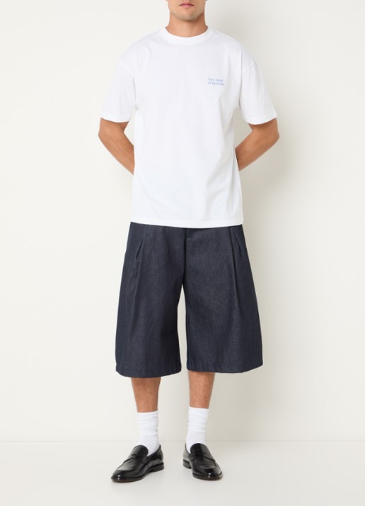 The New Originals Catna T-shirt met logoborduring en backprint - voorkant 4 wit