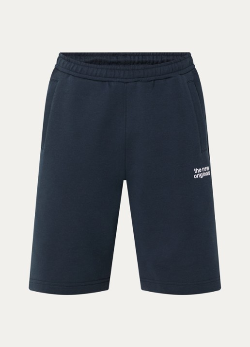 The New Originals Emblem wide fit korte joggingbroek met logo - voorkant 3 donkerblauw
