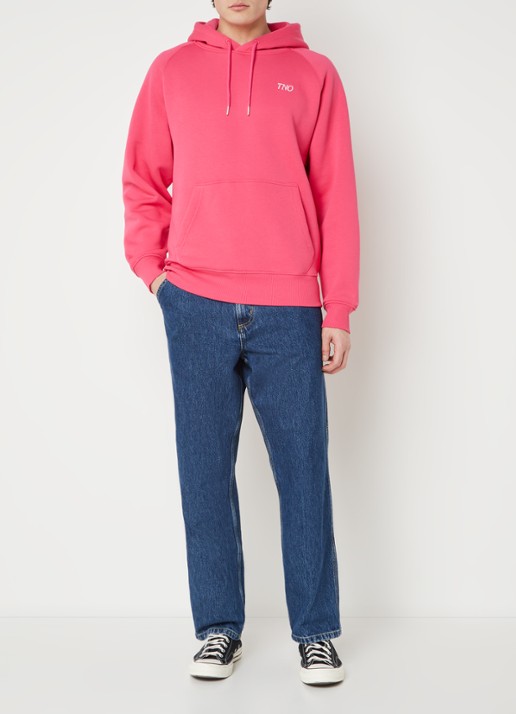 The New Originals Hoodie met logo- en backprint - voorkant 3 koraalroze