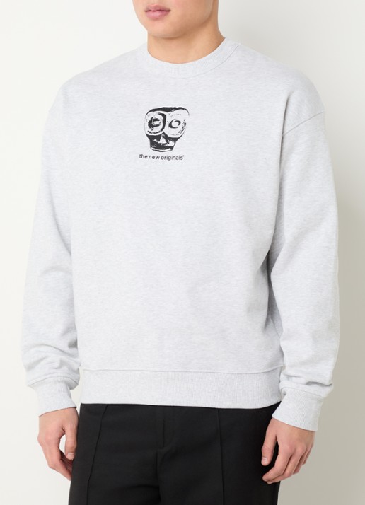 The New Originals Mask sweater met logo- en backprint - achterkant grijsmele