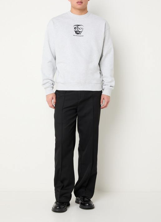 The New Originals Mask sweater met logo- en backprint - voorkant 4 grijsmele