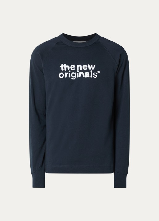 The New Originals Raglan longsleeve met logoprint - voorkant 2 donkerblauw