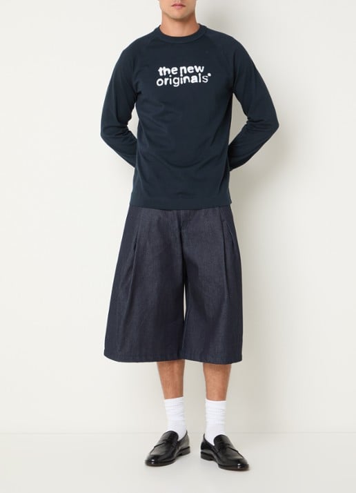 The New Originals Raglan longsleeve met logoprint - voorkant 3 donkerblauw