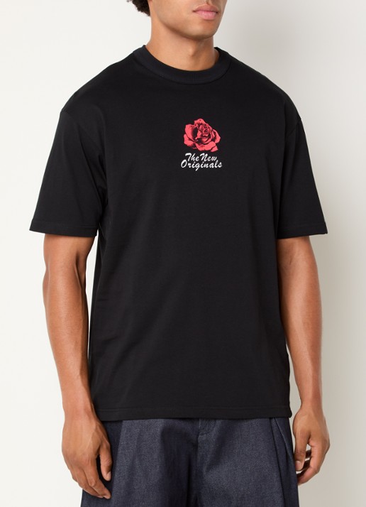 The New Originals Rose T-shirt met logo- en backprint - achterkant 4 zwart