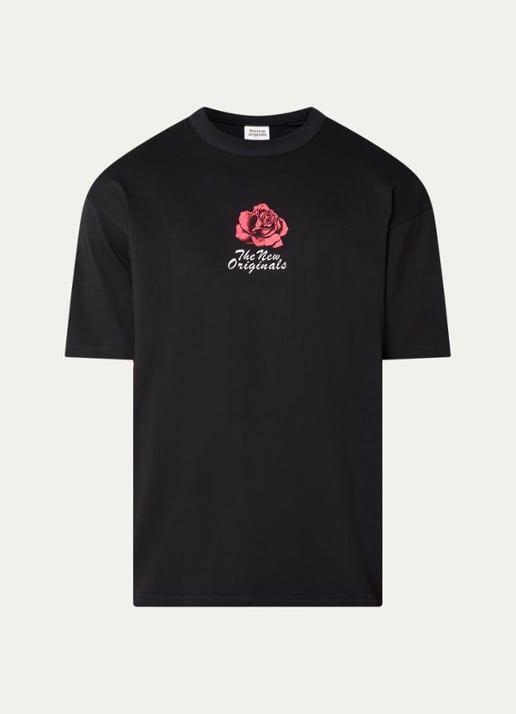 The New Originals Rose T-shirt met logo- en backprint - voorkant zwart