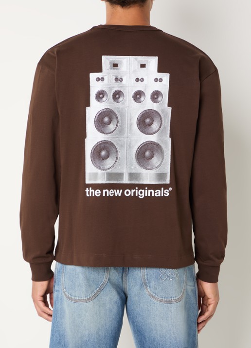 The New Originals Soundwall longsleeve met logo- en backprint - achterkant 2 bruin
