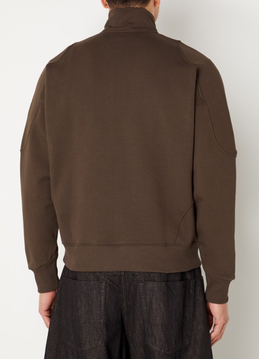 The New Originals Sweater met halve rits en logo - achterkant 4 donkerbruin