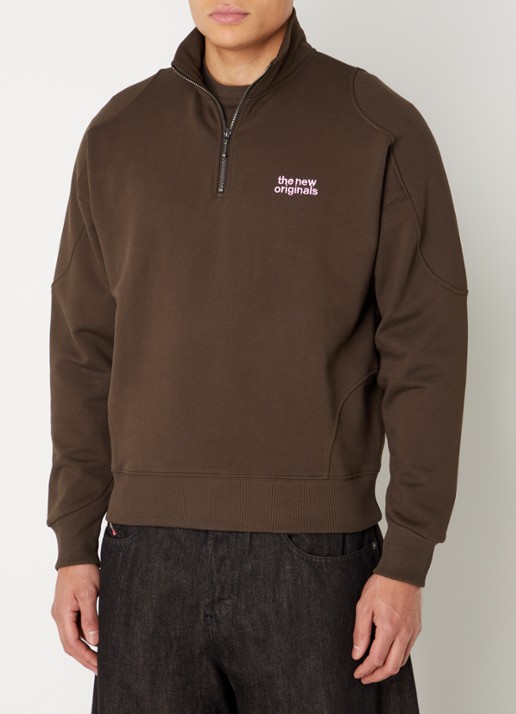 The New Originals Sweater met halve rits en logo